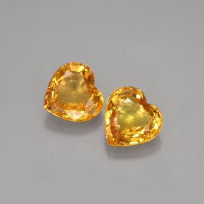 캐럿 천연 옐로우 오렌지 사파이어 보석, 하트 모양, 6.1×6.1 mm, VVS-VS