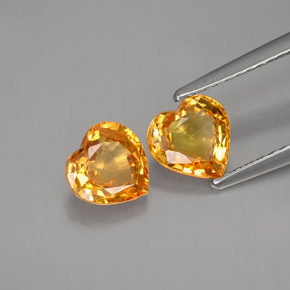캐럿 천연 옐로우 오렌지 사파이어 보석, 하트 모양, 6.1×6.1 mm, VVS-VS