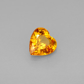 0.84캐럿 천연 골든 오렌지 사파이어, 하트 모양, 6×5.9 mm, VVS-VS