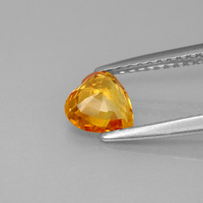 0.84캐럿 천연 골든 오렌지 사파이어, 하트 모양, 6×5.9 mm, VVS-VS