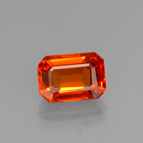 0.77캐럿 천연 붉은빛 오렌지 사파이어, 에메랄드 컷, 5.8×4.1 mm, VS
