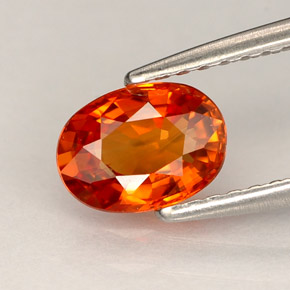 0.97캐럿 천연 붉은빛 오렌지 사파이어, 타원형 컷, 7×5.1 mm, VS
