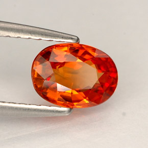 0.97캐럿 천연 붉은빛 오렌지 사파이어, 타원형 컷, 7×5.1 mm, VS