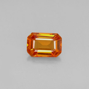 0.72캐럿 천연 옐로우 오렌지 사파이어, 에메랄드 컷, 6.1×4.2 mm, VVS