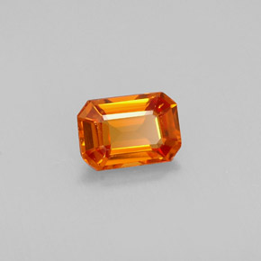 0.72캐럿 천연 옐로우 오렌지 사파이어, 에메랄드 컷, 6.1×4.2 mm, VVS
