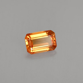 0.75캐럿 천연 오렌지 사파이어, 에메랄드 컷, 6.1×4.1 mm, VS
