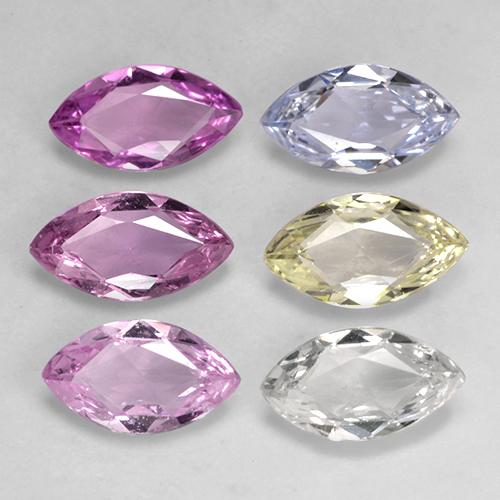 2.83캐럿 천연 멀티컬러 사파이어 보석, 마퀴즈, 7.2×4 mm, VVS