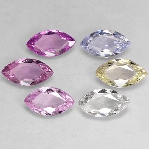 2.83캐럿 천연 멀티컬러 사파이어 보석, 마퀴즈, 7.2×4 mm, VVS