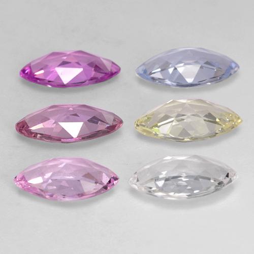 2.83캐럿 천연 멀티컬러 사파이어 보석, 마퀴즈, 7.2×4 mm, VVS