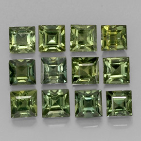 캐럿 천연 멀티 그린 사파이어 보석, 스퀘어, 3.5×3.5 mm, VVS-VS