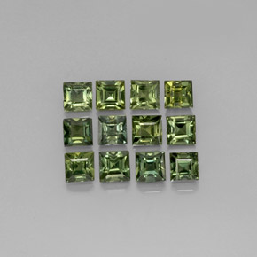 캐럿 천연 멀티 그린 사파이어 보석, 스퀘어, 3.5×3.5 mm, VVS-VS