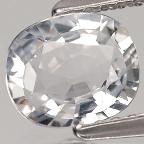 1.04캐럿 천연 화이트 사파이어, 타원형 컷, 6.8×5.7 mm, VVS-VS