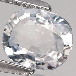 1.04캐럿 천연 화이트 사파이어, 타원형 컷, 6.8×5.7 mm, VVS-VS