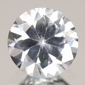 0.77캐럿 천연 화이트 사파이어, 라운드 컷, 5.70 mm, VVS