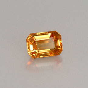 0.83캐럿 천연 골든 옐로우 사파이어, 에메랄드 컷, 6×4.2 mm, VS