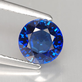 1.68캐럿 천연 로열 블루 사파이어, 라운드 컷, 6.65 mm, IF