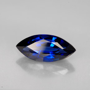 2.53캐럿 천연 딥 블루 사파이어, 마퀴즈, 12.6×5.8 mm, VVS