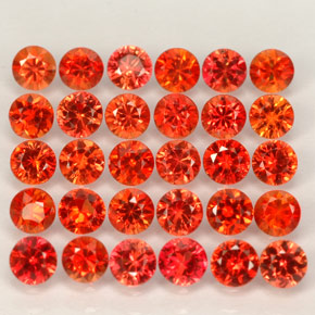 캐럿 천연 레드 오렌지 사파이어 보석, 라운드 컷, 3.06 mm, VVS