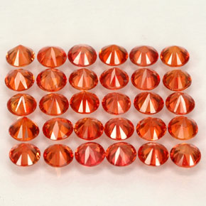 캐럿 천연 레드 오렌지 사파이어 보석, 라운드 컷, 3.06 mm, VVS