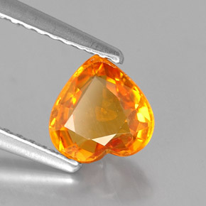 1.10캐럿 천연 만다린 오렌지 사파이어, 하트 모양, 6.3×6.3 mm, VVS