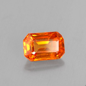 0.81캐럿 천연 골든 오렌지 사파이어, 에메랄드 컷, 6.1×4.1 mm, VS