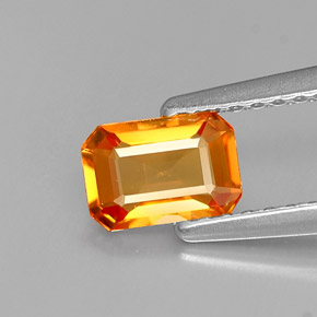 0.65캐럿 천연 옐로우 오렌지 사파이어, 에메랄드 컷, 6.1×4.2 mm, VVS
