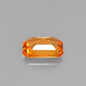 0.65캐럿 천연 옐로우 오렌지 사파이어, 에메랄드 컷, 6.1×4.2 mm, VVS