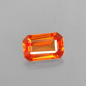 0.62캐럿 천연 붉은빛 오렌지 사파이어, 에메랄드 컷, 5.9×3.9 mm, VVS-VS