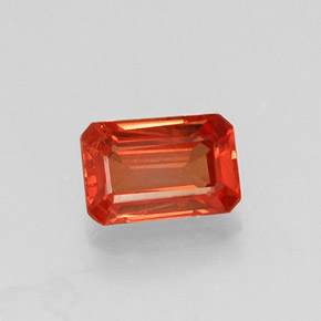 0.73캐럿 천연 붉은빛 오렌지 사파이어, 에메랄드 컷, 6×4.1 mm, VVS-VS