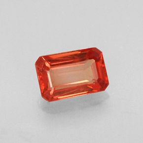 0.73캐럿 천연 붉은빛 오렌지 사파이어, 에메랄드 컷, 6×4.1 mm, VVS-VS
