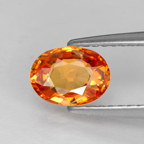 1.14캐럿 천연 옐로우 오렌지 사파이어, 타원형 컷, 7.2×5.3 mm, VVS-VS