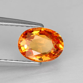 1.14캐럿 천연 옐로우 오렌지 사파이어, 타원형 컷, 7.2×5.3 mm, VVS-VS