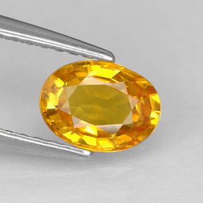 1.04캐럿 천연 골든 옐로우 사파이어, 타원형 컷, 7×5.2 mm, VVS-VS
