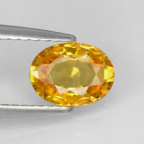 0.97캐럿 천연 골든 옐로우 사파이어, 타원형 컷, 6.9×5.2 mm, VVS