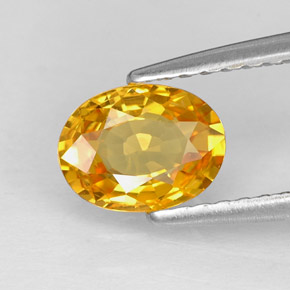 0.97캐럿 천연 골든 옐로우 사파이어, 타원형 컷, 6.9×5.2 mm, VVS
