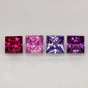 캐럿 천연 멀티컬러 사파이어 보석, 스퀘어, 3.8×3.7 mm, VVS-VS