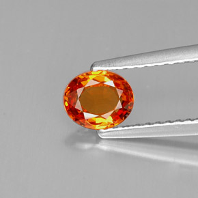 0.69캐럿 천연 만다린 오렌지 사파이어, 타원형 컷, 5.9×4.9 mm, VVS-VS