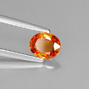 0.69캐럿 천연 만다린 오렌지 사파이어, 타원형 컷, 5.9×4.9 mm, VVS-VS