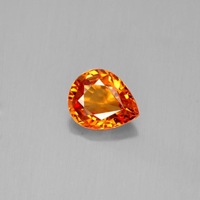 0.72캐럿 천연 만다린 오렌지 사파이어, 배 모양, 6.1×5.1 mm, VVS-VS