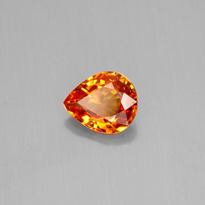 0.72캐럿 천연 만다린 오렌지 사파이어, 배 모양, 6.1×5.1 mm, VVS-VS