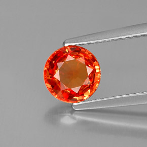 1.28캐럿 천연 만다린 오렌지 사파이어, 라운드 컷, 6.46 mm, VS