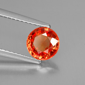 1.28캐럿 천연 만다린 오렌지 사파이어, 라운드 컷, 6.46 mm, VS
