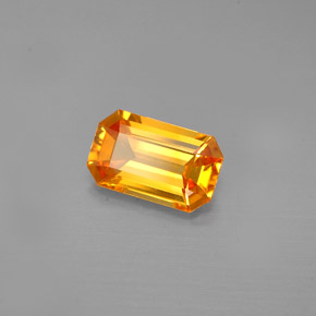 1.38캐럿 천연 옐로우 오렌지 사파이어, 에메랄드 컷, 8.4×5.1 mm, VVS-VS