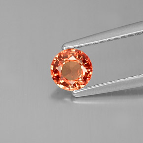 0.59캐럿 천연 레드 오렌지 사파이어, 라운드 컷, 4.95 mm, VVS