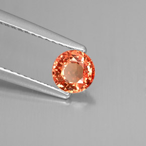 0.59캐럿 천연 레드 오렌지 사파이어, 라운드 컷, 4.95 mm, VVS