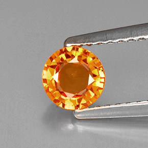 0.60캐럿 천연 옐로우 오렌지 사파이어, 라운드 컷, 5.18 mm, VVS