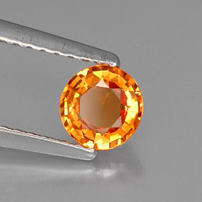 0.60캐럿 천연 옐로우 오렌지 사파이어, 라운드 컷, 5.18 mm, VVS