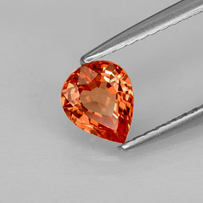0.74캐럿 천연 오렌지 사파이어, 배 모양, 6.1×5.1 mm, VVS-VS