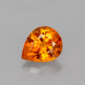 0.71캐럿 천연 만다린 오렌지 사파이어, 배 모양, 6×4.9 mm, VS