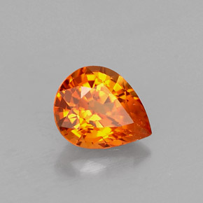 0.71캐럿 천연 만다린 오렌지 사파이어, 배 모양, 6×4.9 mm, VS